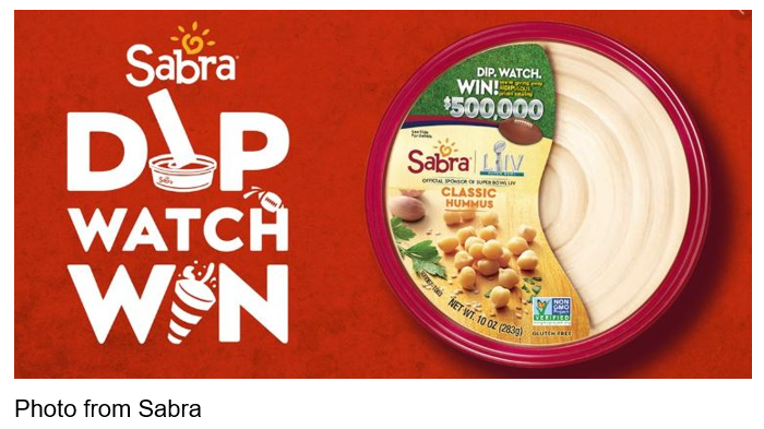 Photo from Sabra.com Super Bowl LIV dip watch win classic hummus ad