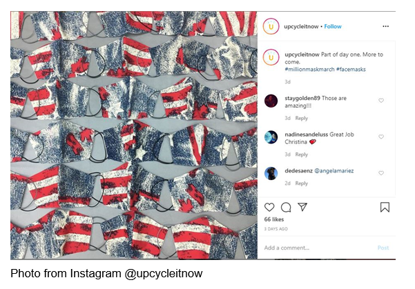 Instagram_American flag face masks lined up posted on Instagram by @upcycleitnow