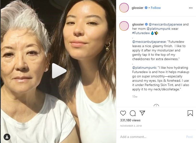 mother and daughter posing in glossier makeup