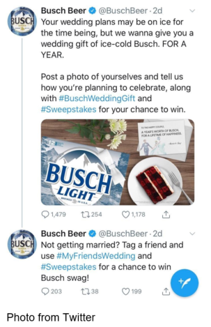 Busch Beer twitter wedding plans tweet