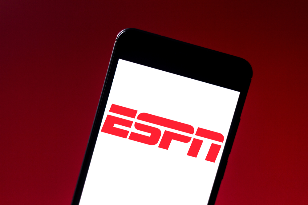 Shutterstock_1411304822 In this photo illustration the Entertainment and Sports Programming Network (ESPN) logo is displayed on a smartphone.